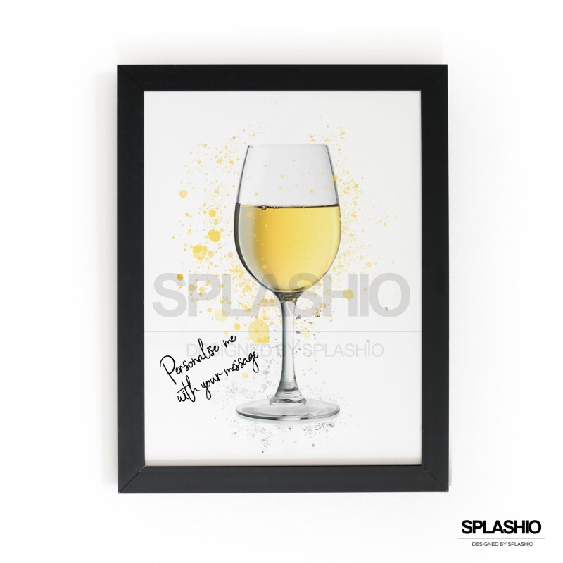 WHITE WINE  Splatter Art Print, High Gloss Print, Splash Art, Home Decor, Bar Custom Drink Art Cocktails - A6