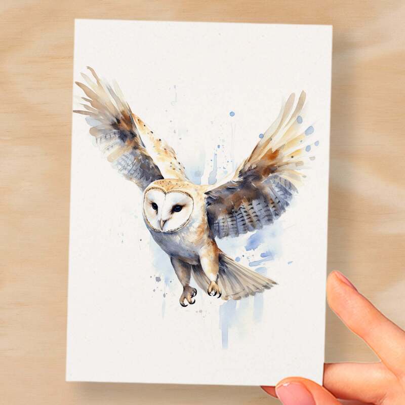 Barn Owl Notelet Card For Anyone Cute Any Occasion Card For Her or For Him 5x7, A6 Card For Birthday or Easter Card Thank You Card Wildlife - Small (4x6) / Blank Message