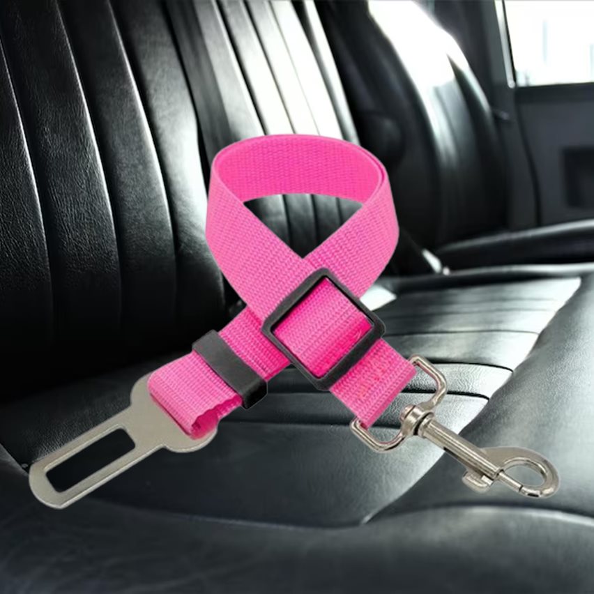 Adjustable Pink Dog Car Safety Seat Belt
