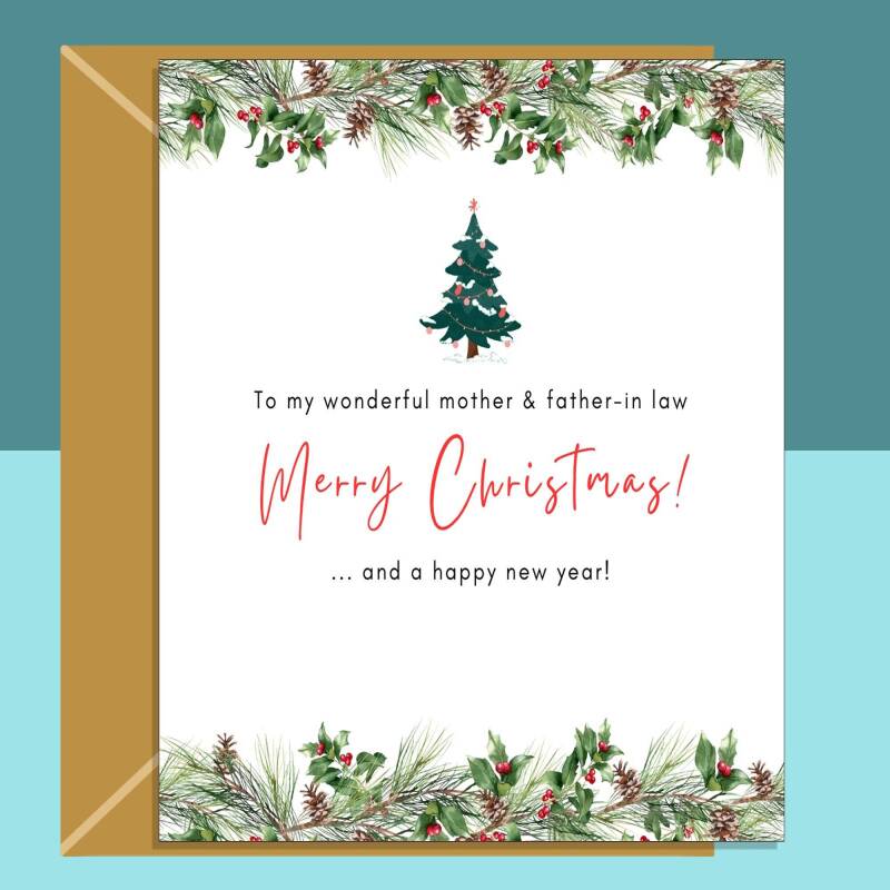 Christmas Card - Parents-in-law - Mother & Father In Law - Personalised Inside - Blank inside - Large