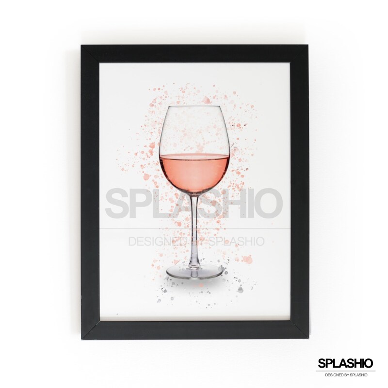 ROSE WINE  Splatter Art Print, High Gloss Print, Splash Art, Home Decor, Bar Custom Drink Art Cocktails - A6