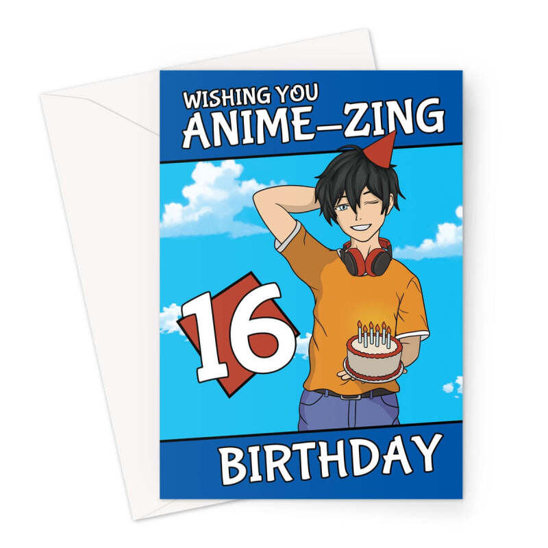 Anime 16th Birthday Card For Him - A5 Portrait - 1 Card