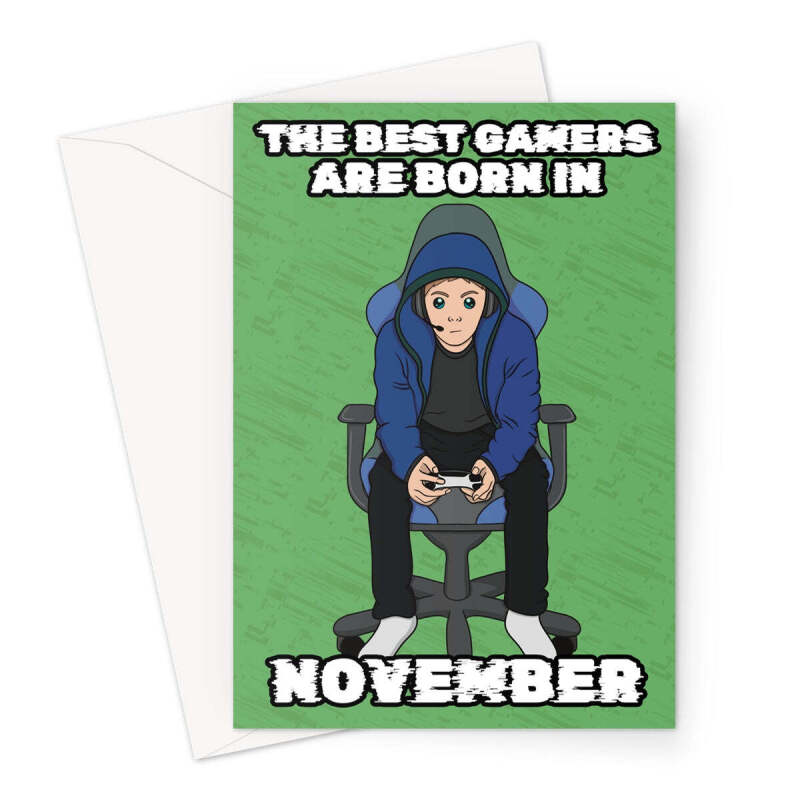 Gamer Birthday Card Born In November - A5 Portrait - 1 Card