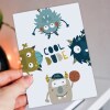 Cool dude monsters birthday card for children, child, kid, boy, girl, niece, nephew, grandson, granddaughter (Size A6/A5/A4/Square 6x6") - A6: Single card