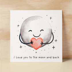 Anniversary Card For Boyfriend or Girlfriend Love You To The Moon Cute Card For Wife Love Card For Husband - Square (6x6) / Blank Message