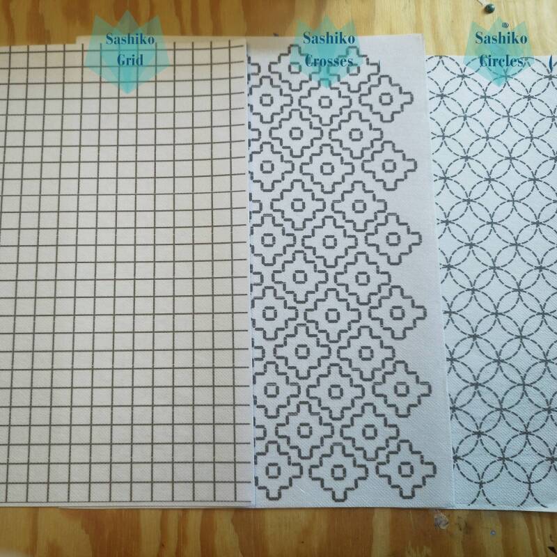Large Washable Sashiko Transfers | Stitching Grid | Circles - 1