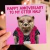 Happy anniversary to my otter half anniversary card for wife, husband, girlfriend, boyfriend (Animalyser) (Size A6/A5/A4/Square 6x6") - A6: Single card