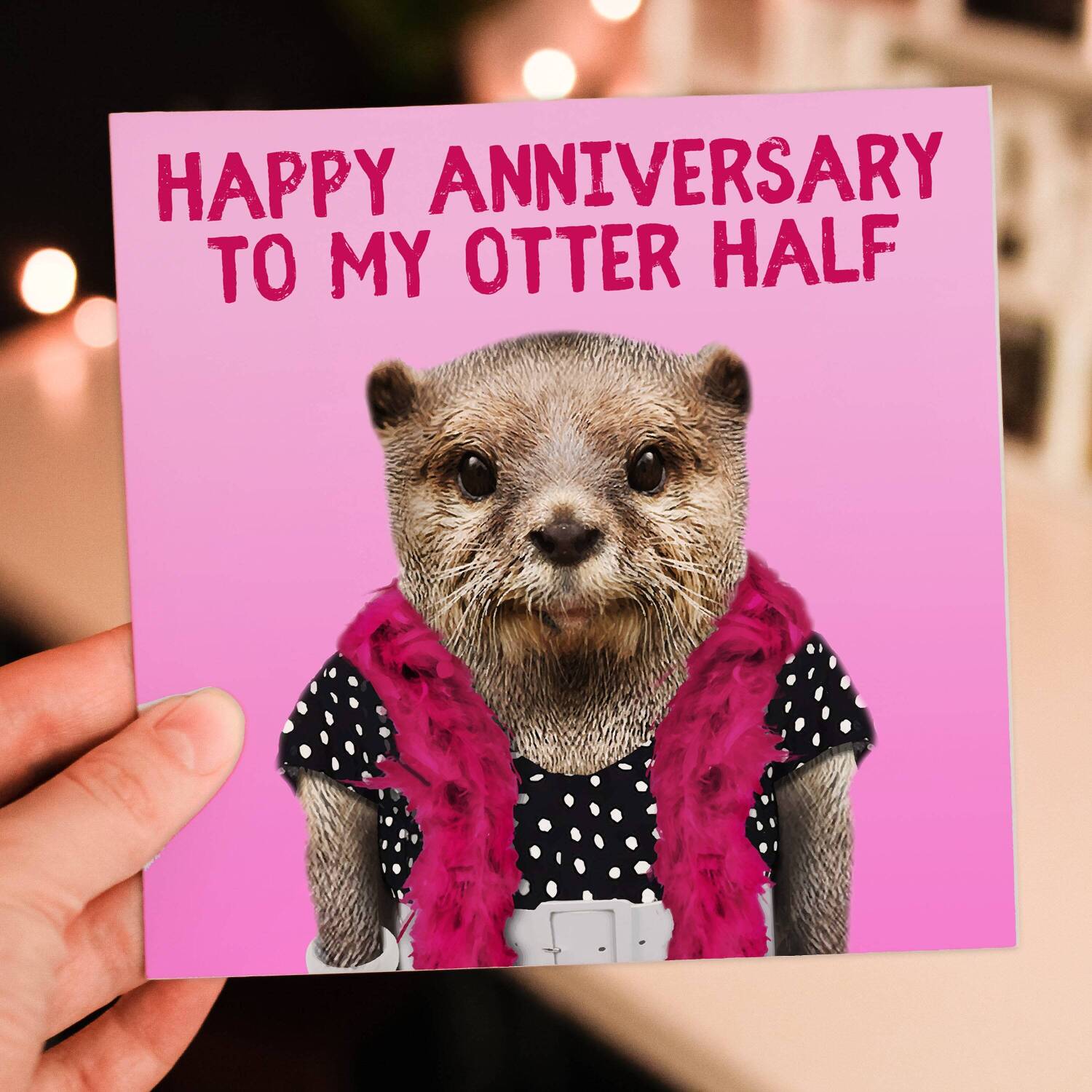 Happy anniversary to my otter half anniversary card for wife, husband, girlfriend, boyfriend (Animalyser) (Size A6/A5/A4/Square 6x6") - A6: Single card