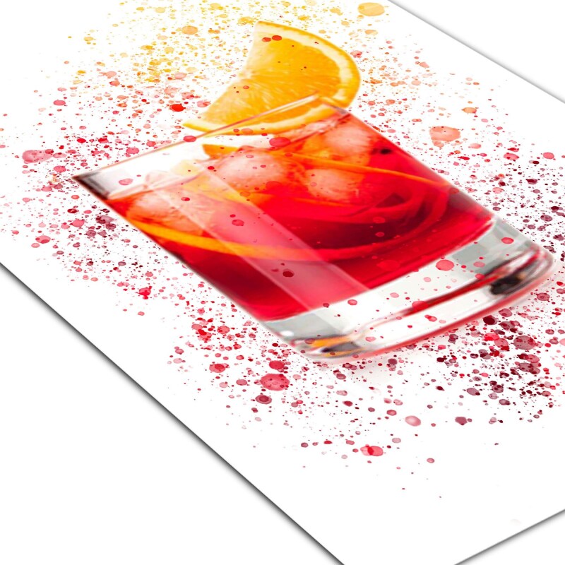 NEGRONI Poster Print , Splash Cocktail Print, Unique Splash Print. Lovely Alcohol Print, Stand out Wall Art For a Cocktail lover, home bar. - A6