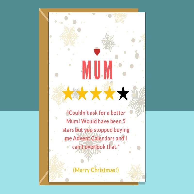 Funny Mum Christmas Card - Personalised - For Mother this Xmas - Cheeky Card - Advent - For Her - Customised - Blank inside - Large