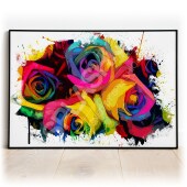 RAINBOW ROSES Splatter Art Print, High Gloss Print, Splash Art, Home Decor, Romantic Art, Floral Prints Custom Art Work