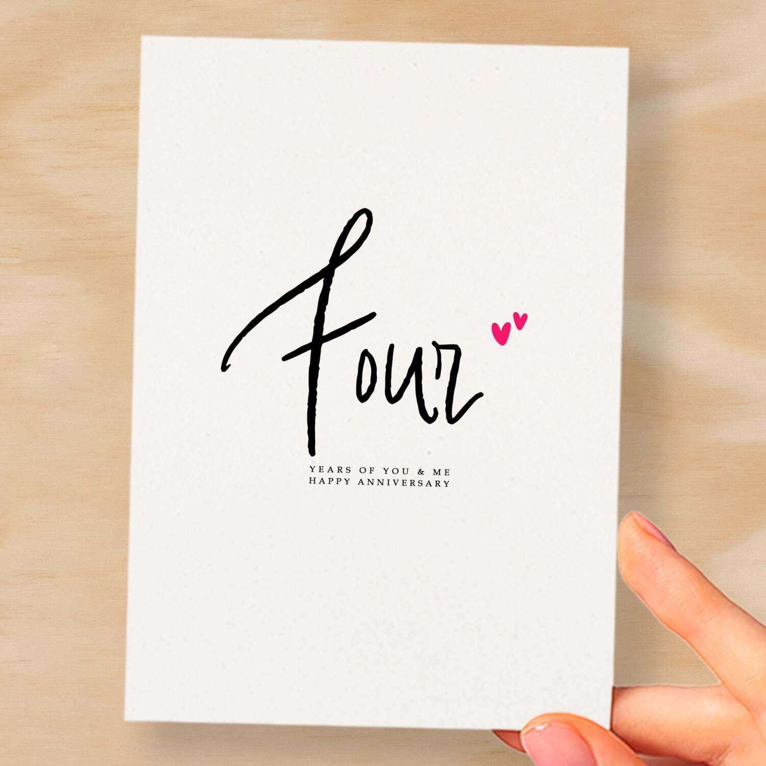 Four Year Anniversary Card For Husband 4 Year Anniversary Card Boyfriend or Girlfriend Wedding Anniversary Card For Wife - Small (4x6) / Blank Message