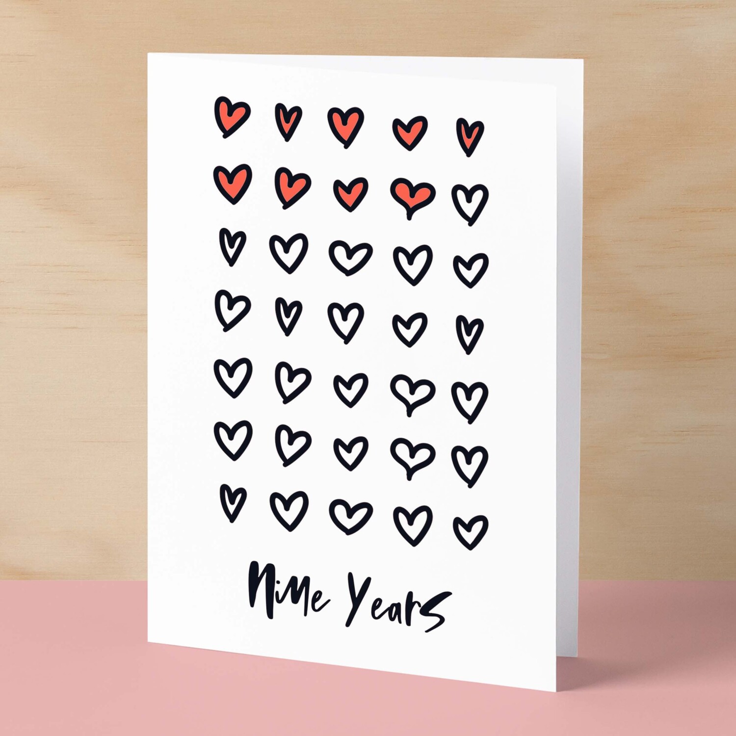 9th Wedding Anniversary Card For Wife Anniversary Card for Husband or Boyfriend Anniversary Card For Girlfriend Ninth Anniversary Nine Year - Small (4x6) / Blank Message