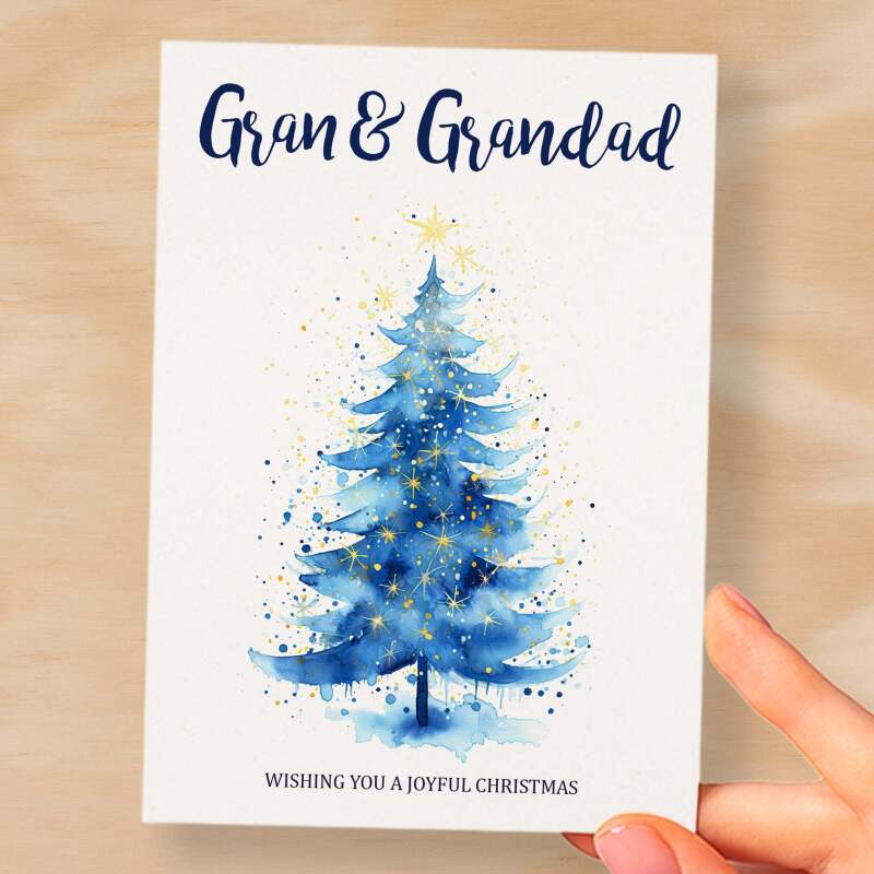 Christmas Card For Gran and Grandad Card For Granparents Xmas Card For Gran & Grandad Christmas Card for Loved Ones Christmas Tree Card - Large (5x7) / Blank Message