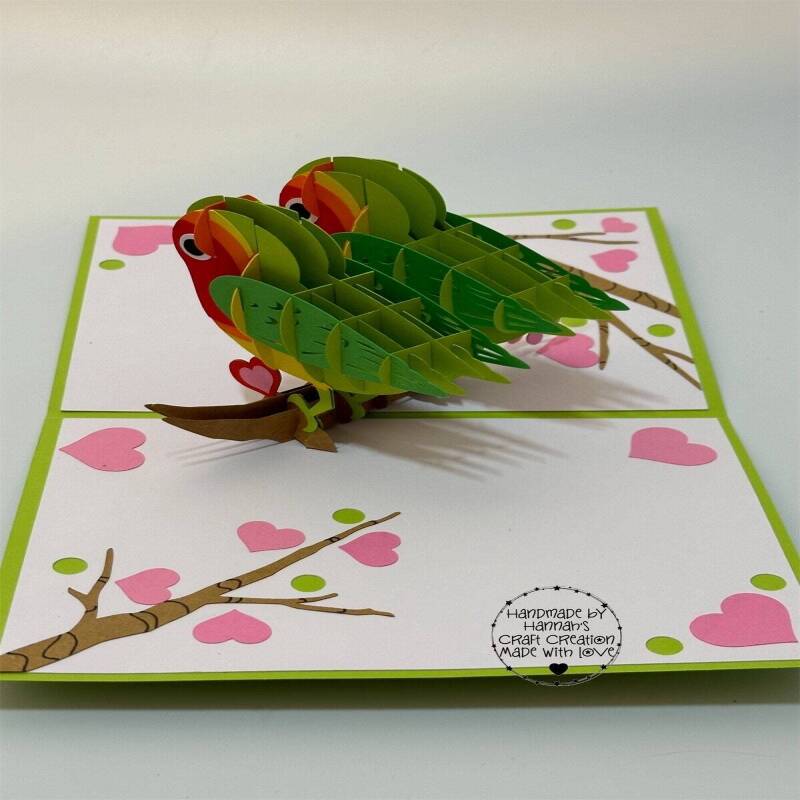 Handmade Love Birds Pop Up Card