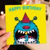 Monster cake 1st, 2nd, 3rd, 4th, 5th, 6th birthday card for children, child, boy, girl, kids, son, daughter (Size A6/A5/A4/Square 6x6") - A6: Single card