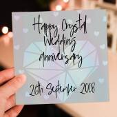 Personalised Crystal (15th/15 year) anniversary card: Personalised with date (Size A6/A5/A4/Square 6x6")