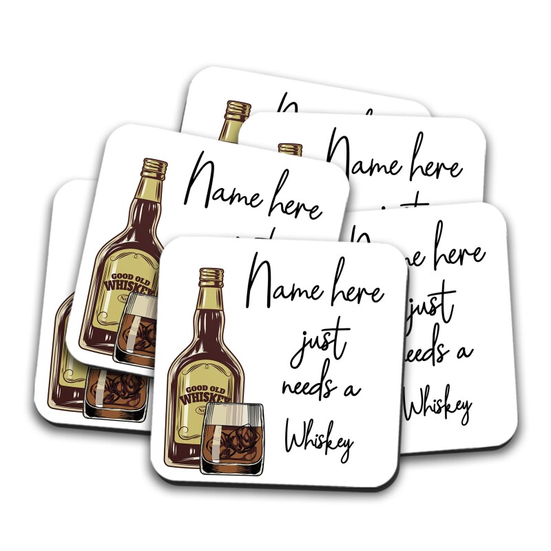 Personalised Whiskey Coaster, Personalised, Drinks Mat, Personalised Drink Coaster Whisky, Whiskey Fathers Day gift, Secret Santa Coaster - Single Coaster