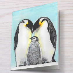 Family of Penguins - Greeting Card - Family of Penguins Art - A6