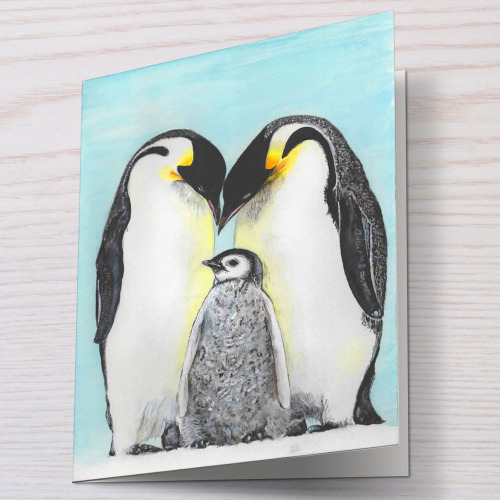 Family of Penguins - Greeting Card - Family of Penguins Art