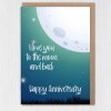 I love you to the moon and back, Happy Anniversary card for husband, wife, boyfriend, girlfriend, partner (Size A6/A5/A4/Square 6x6") - A6: Single card