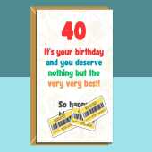 Funny 40th Birthday Card - Personalised - For Him or Her - friend, brother, sister, cheeky card for anyone turning 40 years old