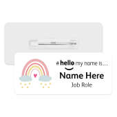 #hello my name is... Name Badge - Starry Pastel Boho Rainbow