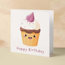 Birthday Card for Her Birthday Card For Sister or Mum Birthday Card For Friend Cute Cake Birthday Card For Him Birthday Card For Anyone - Square (6x6) / Blank Message