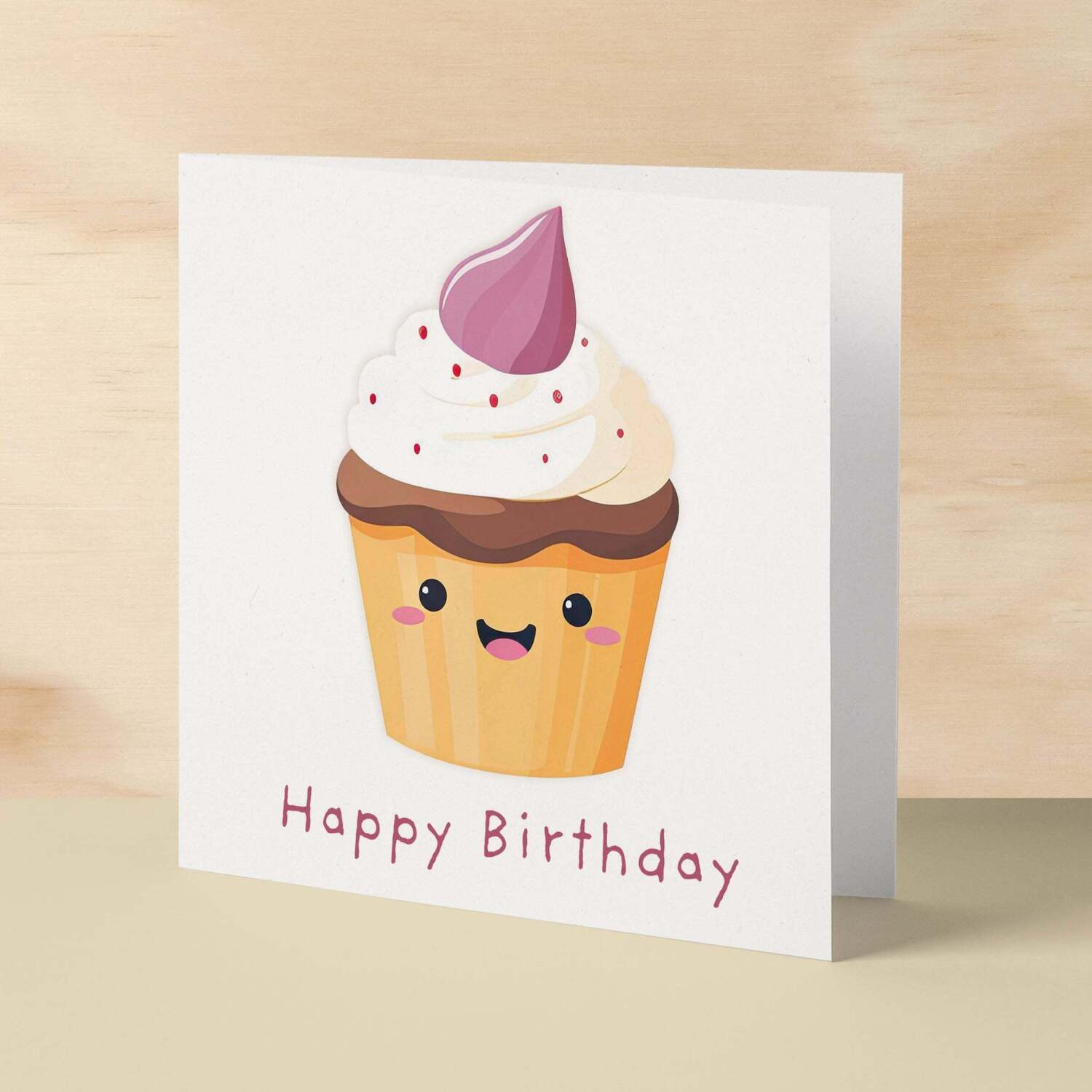 Birthday Card for Her Birthday Card For Sister or Mum Birthday Card For Friend Cute Cake Birthday Card For Him Birthday Card For Anyone - Square (6x6) / Blank Message