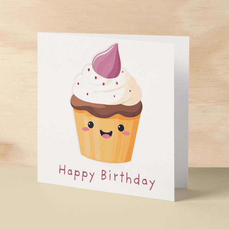 Birthday Card for Her Birthday Card For Sister or Mum Birthday Card For Friend Cute Cake Birthday Card For Him Birthday Card For Anyone - Square (6x6) / Blank Message