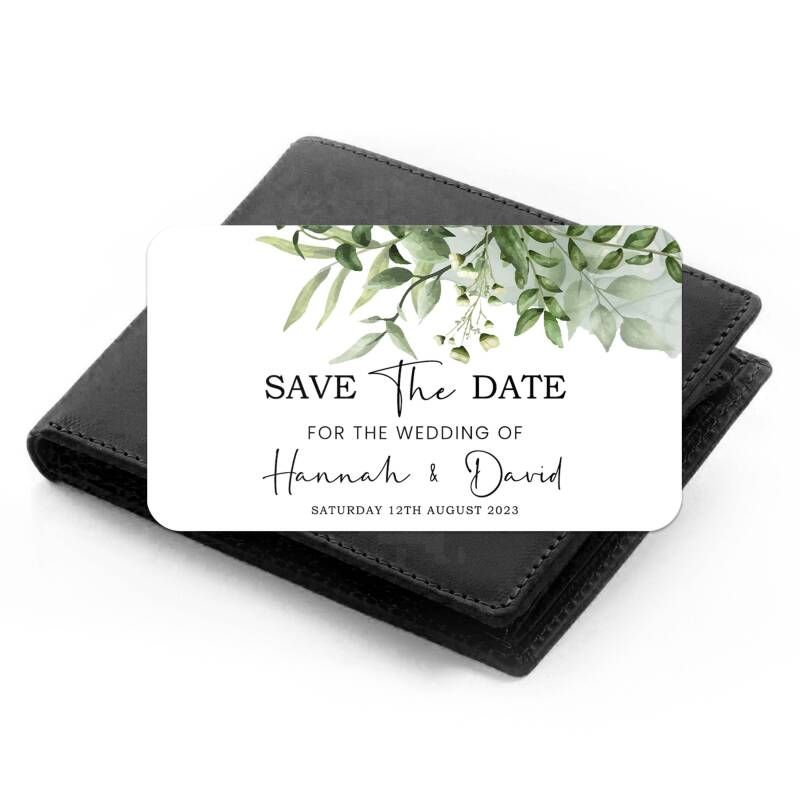 Botanical landscape save the date or save the evening Wallet cards Wallet Save the Date Cards - Personalised Wedding Save the date Cards - Brushed Silver - Single Sample