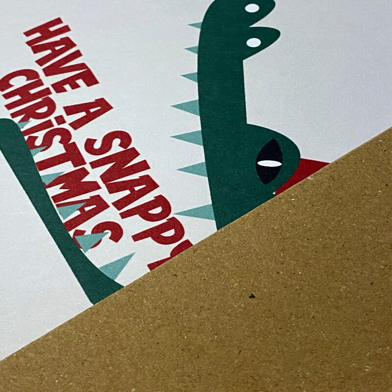 Have a Snappy Christmas crocodile, alligator Christmas, Holidays card for children, child, niece, nephew (Size A6/A5/A4/Square 6x6") - A6: Single card