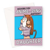 Japanese Anime Girl Birthday Card For Daughter