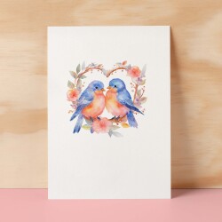 Anniversary Card For Husband Card for Anniversary Card For Wife Love Bird Anniversary Card For Couple Engagement Card Couple Wedding Card Inactive - Small (4x6) / Blank Message