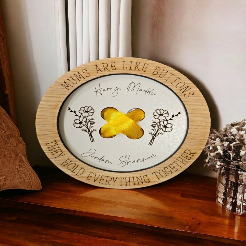 Personalised mums are like buttons plaque, Mam, nan, mothers day gift, gift for her, rustic gift button gift - Red