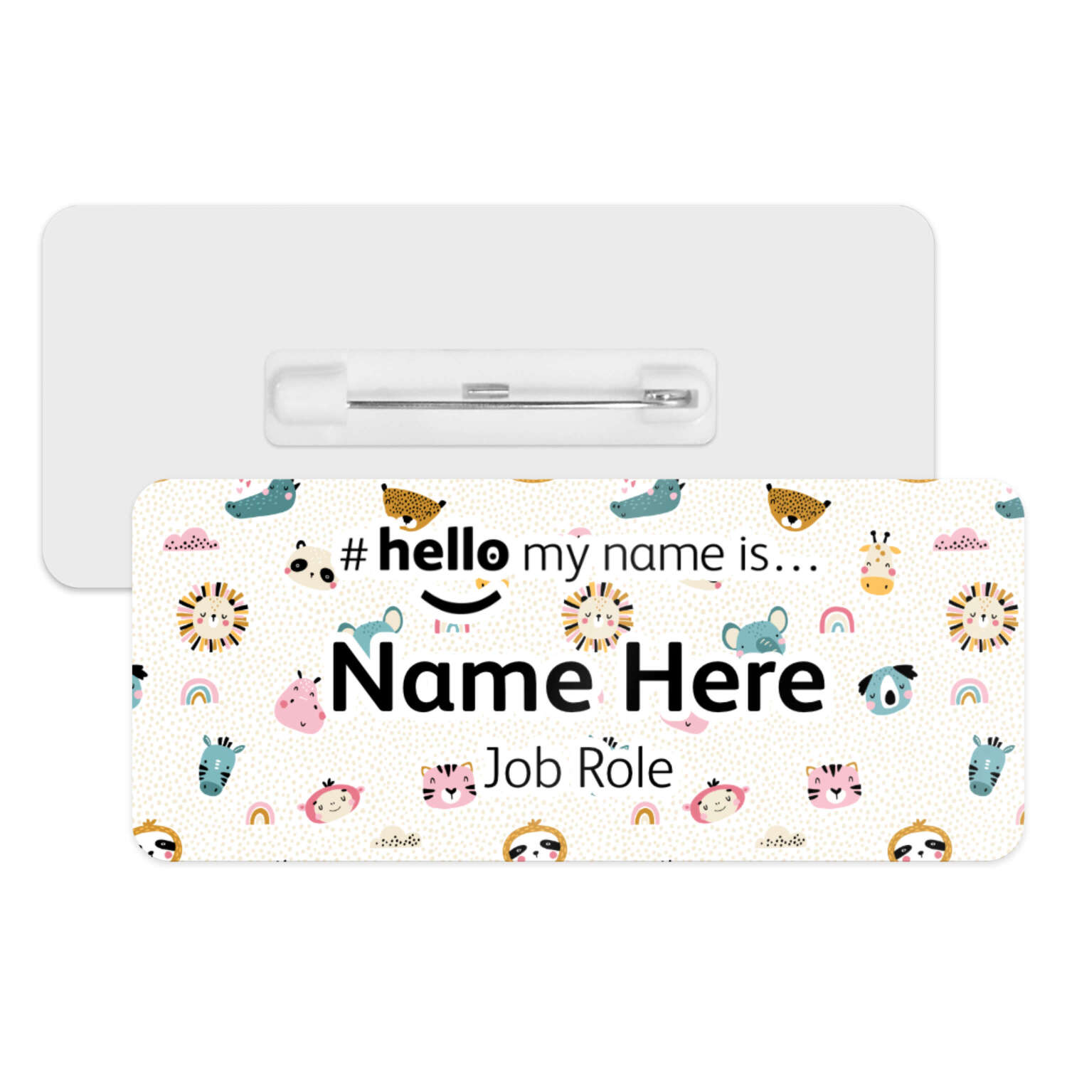 #hello my name is... Name Badge - Cute Safari Rainbow Animals