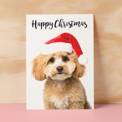 Christmas Card For Him or Her Christmas Card With A Dog Cute Poodle Christmas Card For Anyone Friend Fun Christmas Card of a Dog - Small (4x6) / Blank Message