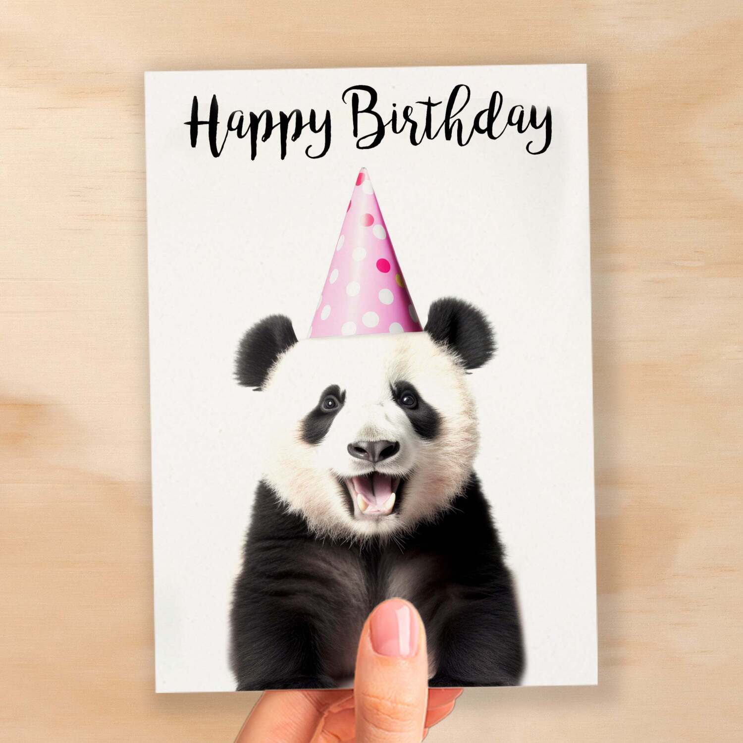 Birthday Card For Him or Her Fun Birthday Card of A Panda Happy Birthday Card For Mum, Dad, Sister Brother - Small (4x6) / Blank Message