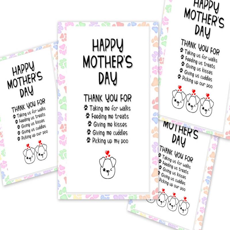 MOTHER'S DAY card from the dog, card from 2 dogs, funny mother's day card, card from the dogs, thank you for everything you do, 3 dogs, 4 - 1