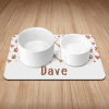 Personalised Brown Paw & Bone Print Puppy/Dog Bowl Mat