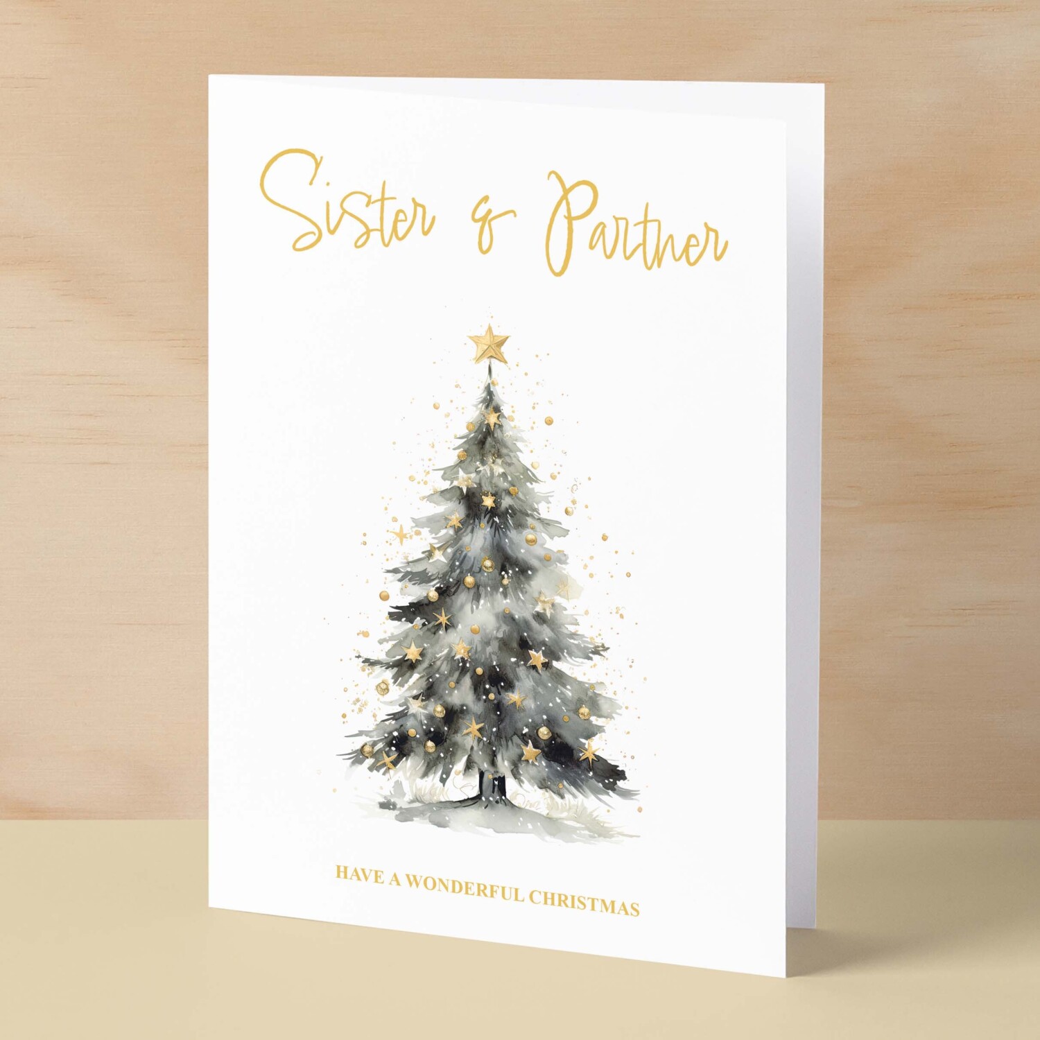 Christmas Card For Sister and Partner Card Xmas Card for Sister Christmas Card for Loved One Sister Partner Card Christmas Tree Card - Large (5x7) / Blank Message