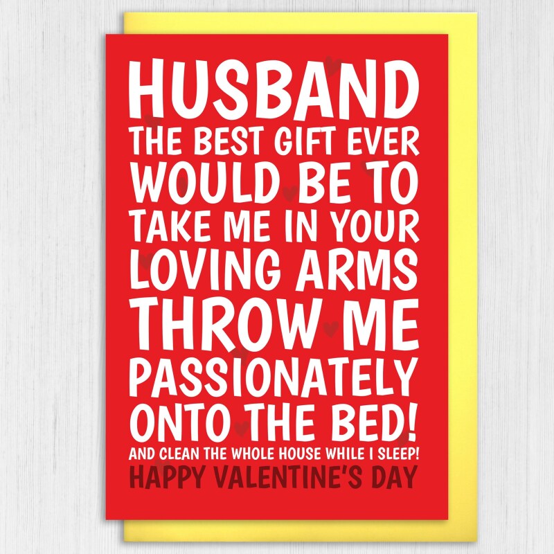 Throw me passionately on the bed and clean the whole house funny, rude Valentine's Day card for husband, boyfriend, partner (Size A6/A5/A4) - A6: Single card - Boyfriend