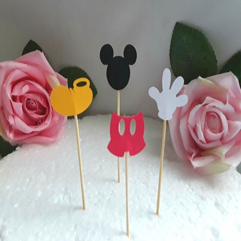 4 Mickey Mouse Cupcake Picks,Mickey Mouse Food Picks,Mickey Mouse Cake Picks - 4 picks