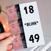 Funny blink meme adult's age, 21st, 30th, 40th, 50th, 60th, 70th, 80th, 90th birthday card, 18 blink 40, 21 blink 50 (Size A6/A5/A4)