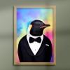 Penguin in clothes, animal print, wall art - A5 - Glossy - Glacier