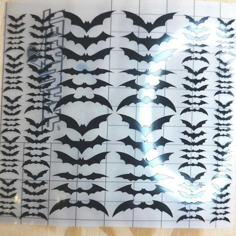 Black Bat Stickers Assorted Sizes - Matt Black