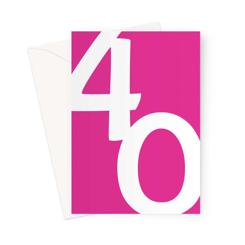 Big 40th Birthday Card Bright Pink - A5 Portrait - 1 Card