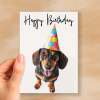 Birthday Card For Her Card For Friend Mum or Sister Birthday Card For Him Brother Dad Happy Birthday Card of Dachshund Dog Fun Birthday Card - Small (4x6) / Blank Message