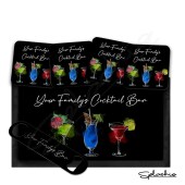 Personalised Bar Runner Mat, Custom Beer Mats & 4 x Drinks Coasters Gift Set Garden Bar Sets/ Personalised Mats Home Bar Family Name Bar Mat