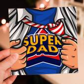 Super Dad superhero comic book style Father's Day card for dad, daddy, father from son, daughter, children (Size A6/A5/A4/Square 6x6")